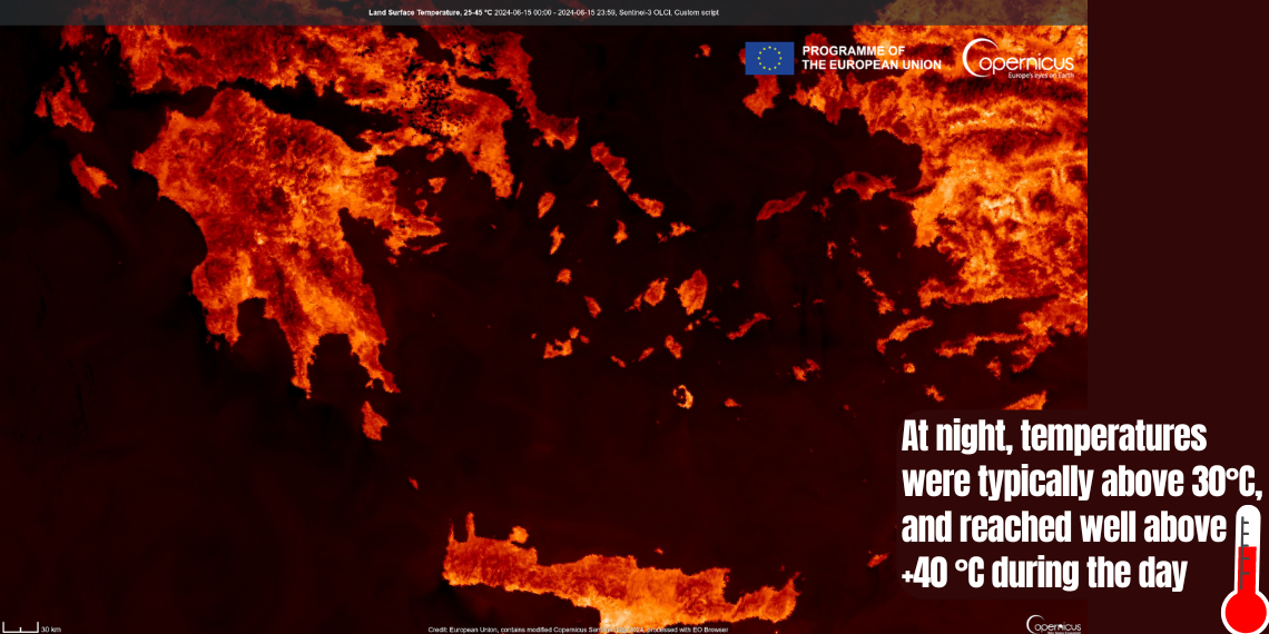 Copernicus: Πρώιμος καύσωνας στην Ελλάδα με θερμοκρασίες που έφτασαν πολύ πάνω από +40°C